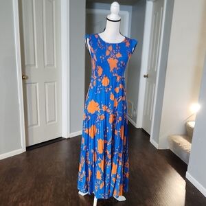 Abel The Label Blue And Orange Floral Maxi
